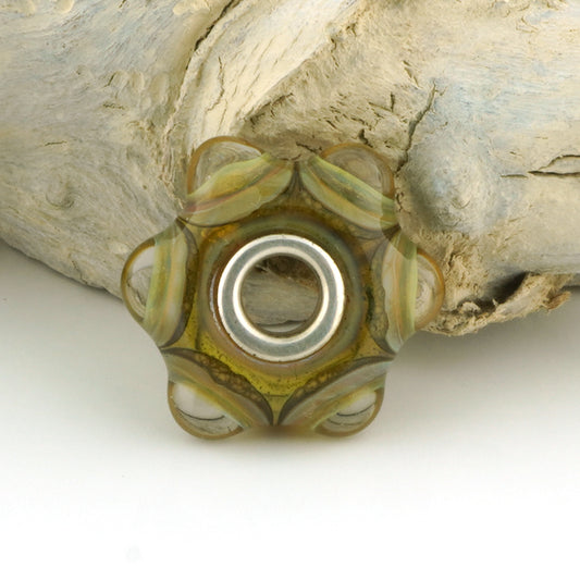 Gold Raised Dot Silver Cored Charm Bead