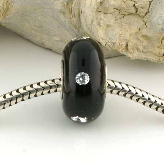 Encased Black Charm Bead with CZs