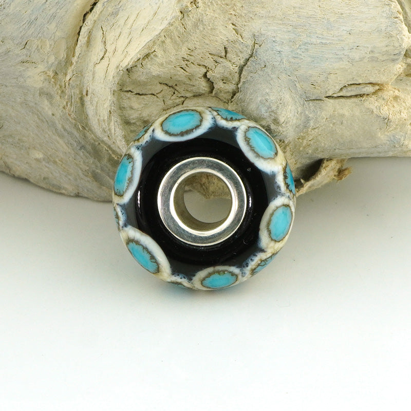 Turquoise Scales Silver Core Charm Bead