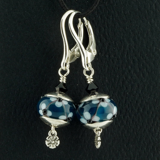 Blue Floral Lattice Earrings