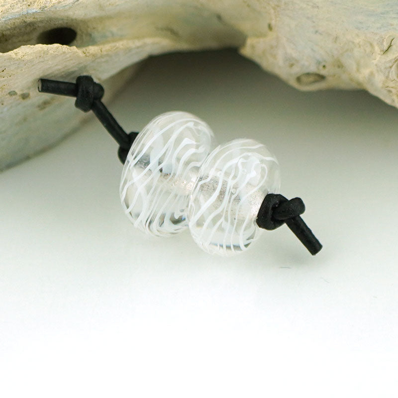 Encased White Latticino Earring Pair (S966)