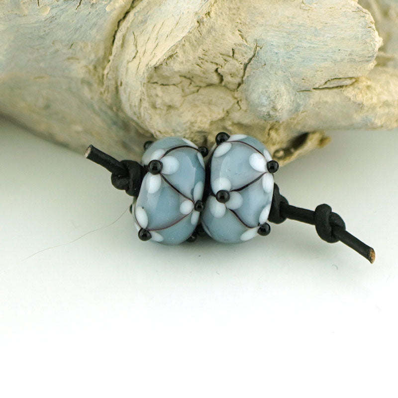 Deep Water Blue Floral Lattice Earring Pair (S968)