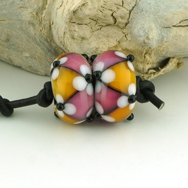 Transparent Pink and Medium Topaz Earring Pair (S977)