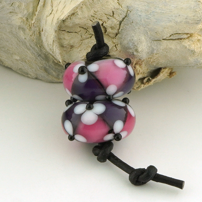 Violet and Pink Floral Lattice Earring Pair (S985)