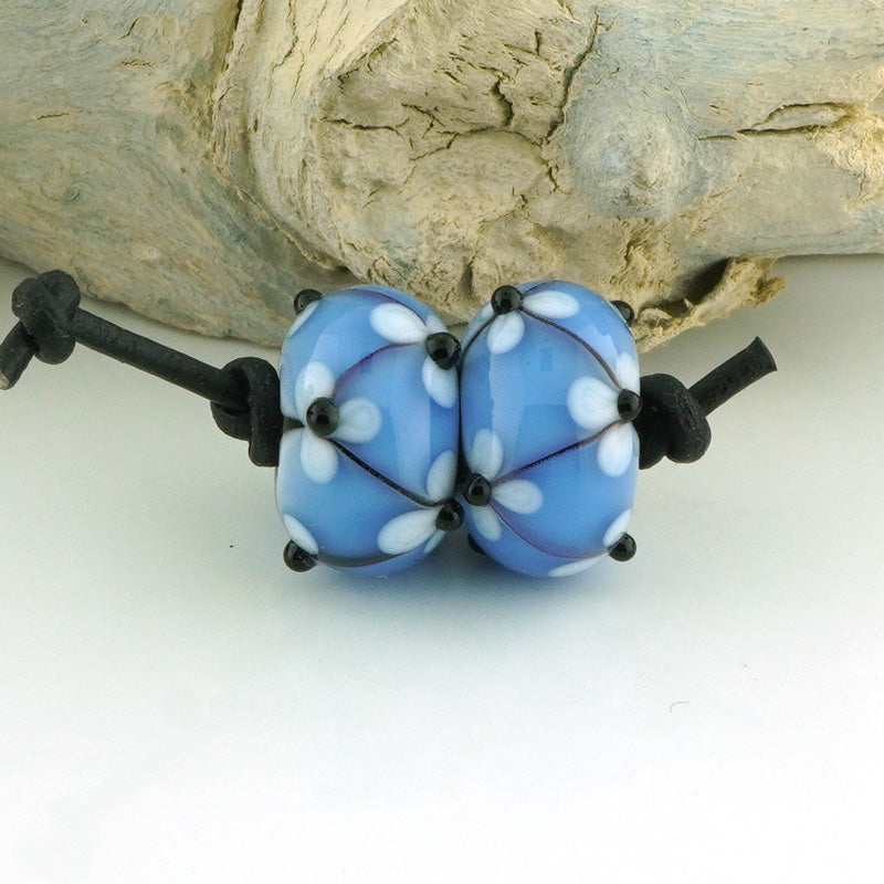 Transparent Blue Floral Lattice Earring Pair (S987)