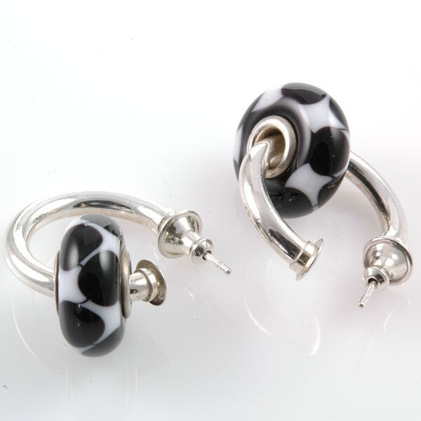Sterling Silver Interchangeable Hoop Earrings-fit European Charm Beads X0105