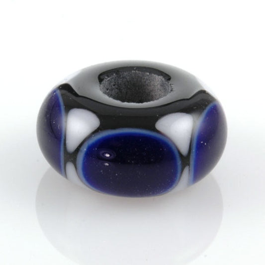 European Charm Bead Big Hole Lampwork Glass Bead Cobalt Blue