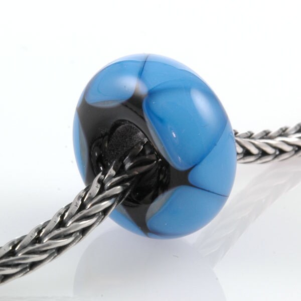 European Charm Bead Big Hole Lampwork Glass Bead Blue Triangles