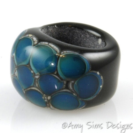 Regaliz Bead: Kronos Blue Artisan Lampwork Glass Focal