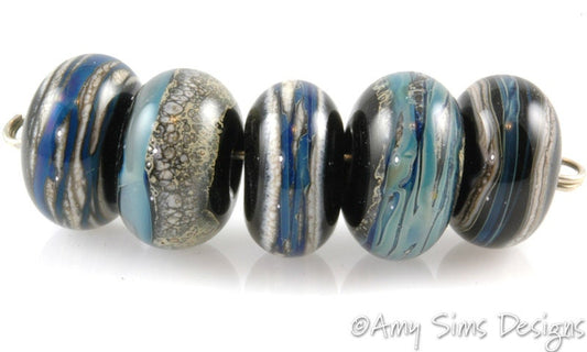 Handmade Blue Lampwork Glass Beads SRA Kronos