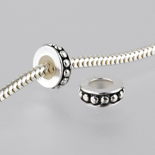 Sterling Silver Silicone Lined Stopper for European Charm Bracelets Beads