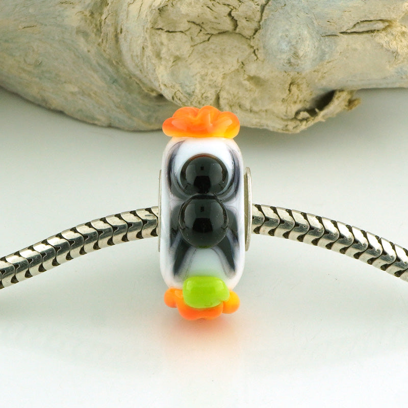 Spiders and Pumpkins Silver Cored Charm Bead