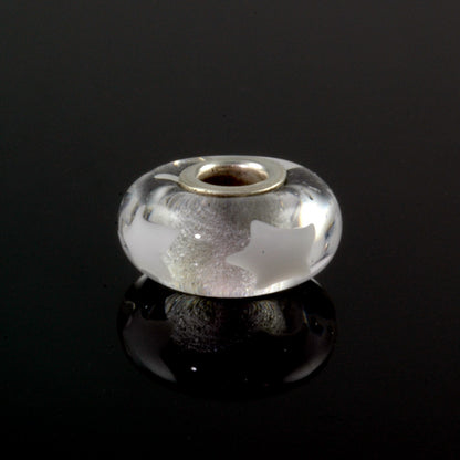 White Stars Silver Cored Glass Charm Bead