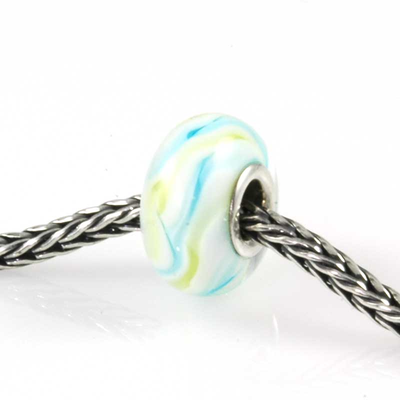 Lime & Aqua Twisty Silver Core Charm Bead