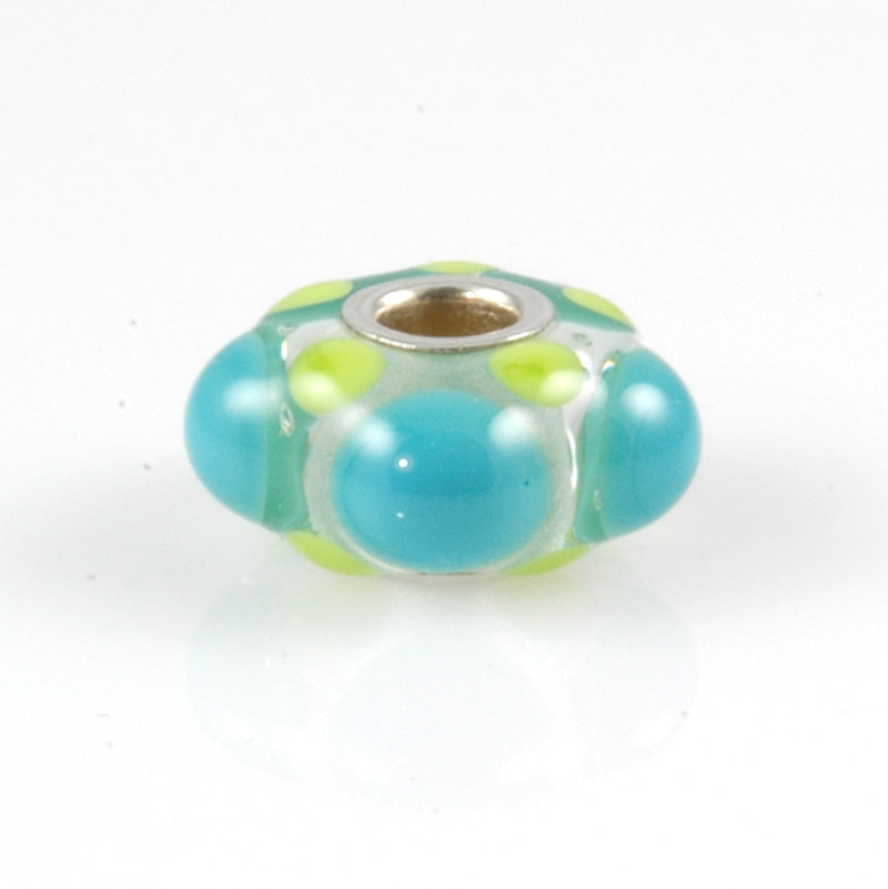 Ocean Green Silver Cored Charm Bead
