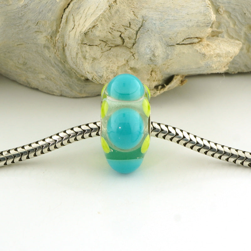 Ocean Green Silver Cored Charm Bead