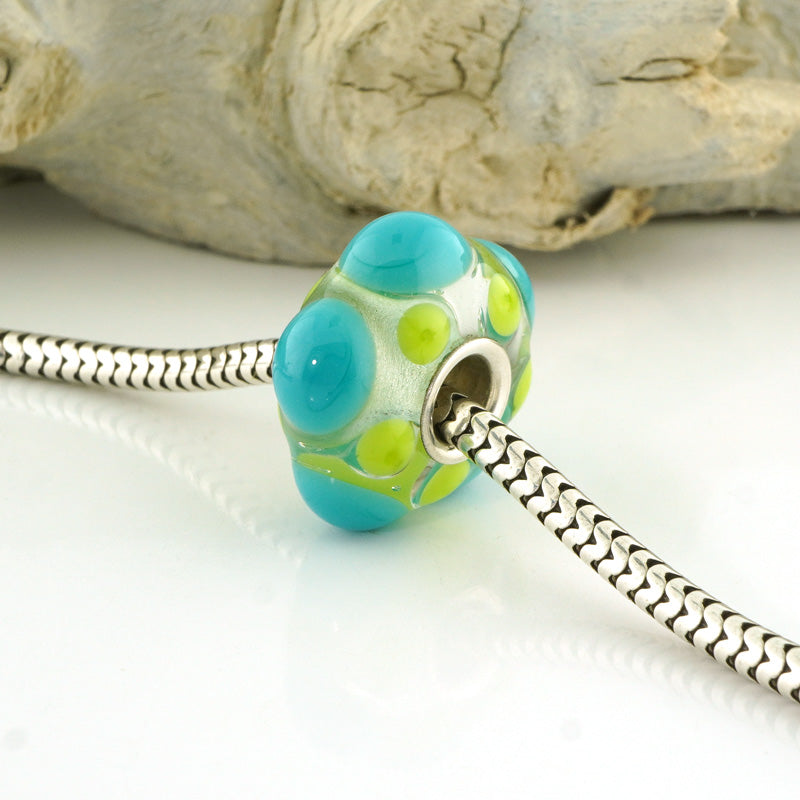 Ocean Green Silver Cored Charm Bead