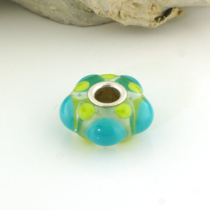 Ocean Green Silver Cored Charm Bead