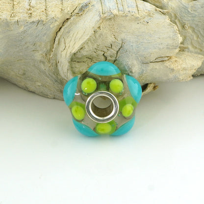 Ocean Green Silver Cored Charm Bead