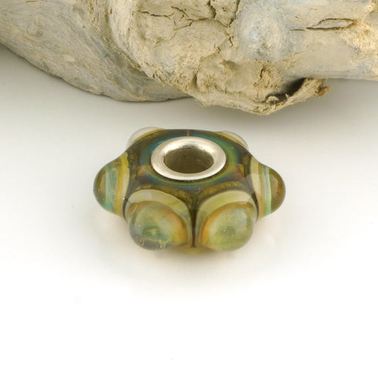 Gold Raised Dot Silver Cored Charm Bead