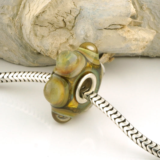Gold Raised Dot Silver Cored Charm Bead