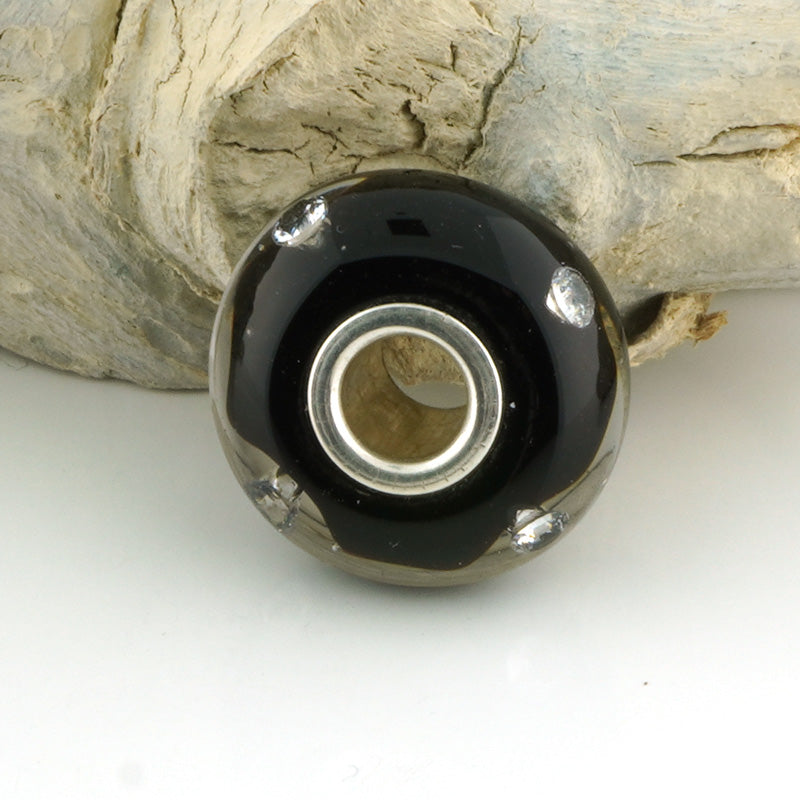Encased Black Charm Bead with CZs