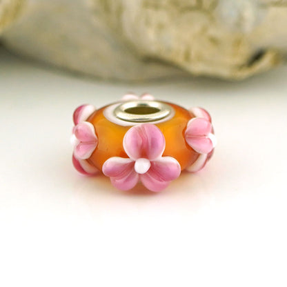 Pink Topaz Raised Flower Silver Cored BHB (BHB74)