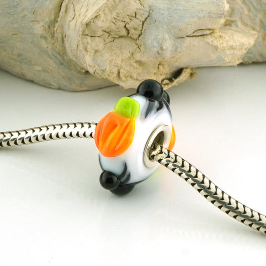 Spiders and Pumpkins Silver Cored Charm Bead