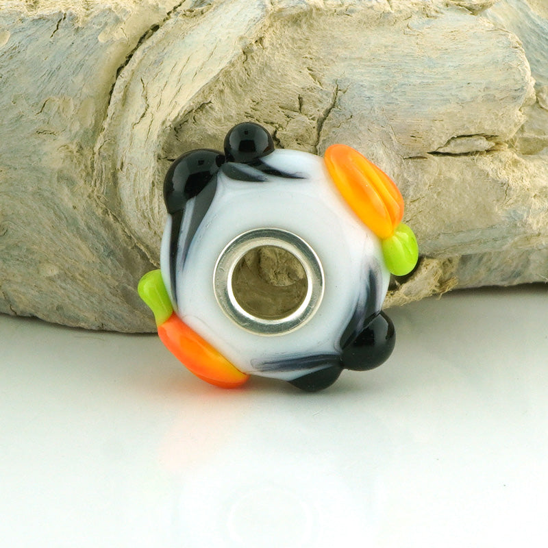 Spiders and Pumpkins Silver Cored Charm Bead