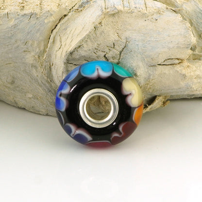 Rainbow Hearts Silver Cored Charm Bead (BHB76)