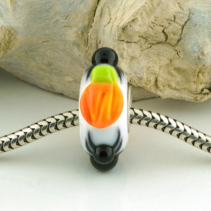 Spiders and Pumpkins Silver Cored Charm Bead