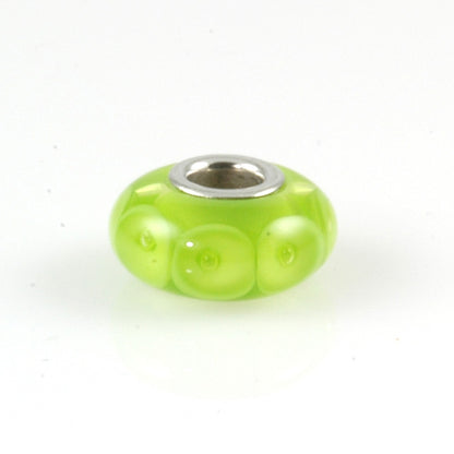 Lime Bubbles Silver Cored Glass Charm Bead