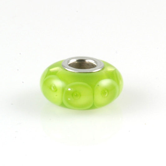Lime Bubbles Silver Cored Glass Charm Bead