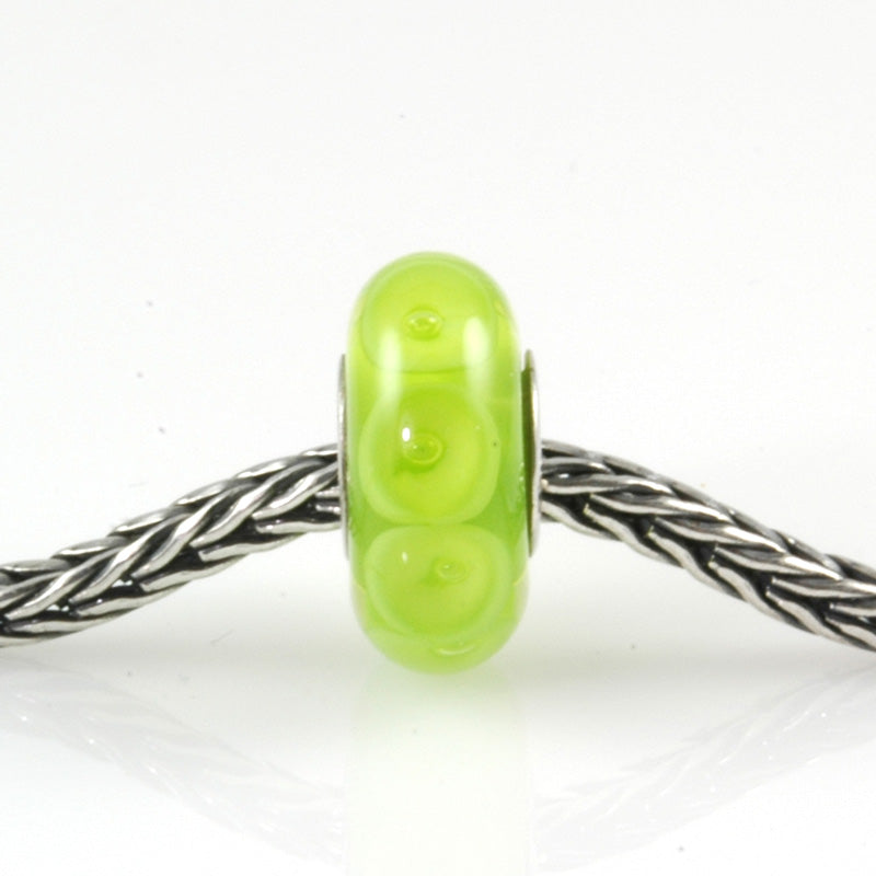 Lime Bubbles Silver Cored Glass Charm Bead