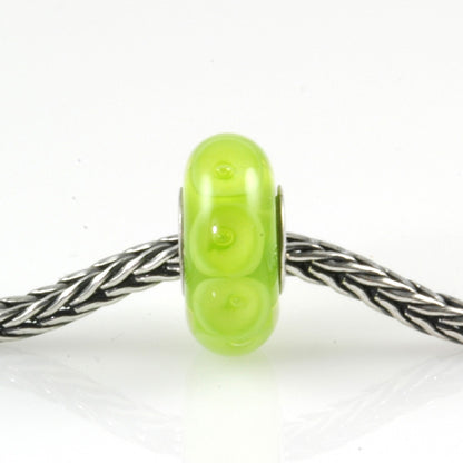Lime Bubbles Silver Cored Glass Charm Bead
