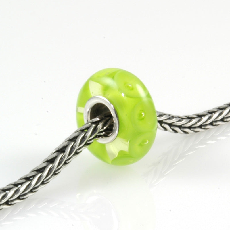 Lime Bubbles Silver Cored Glass Charm Bead
