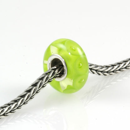 Lime Bubbles Silver Cored Glass Charm Bead