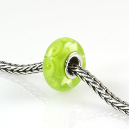 Lime Bubbles Silver Cored Glass Charm Bead