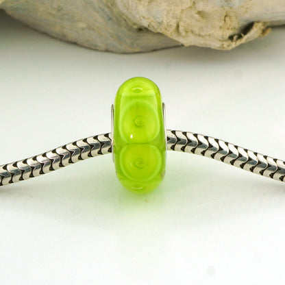 Lime Bubbles Silver Cored Glass Charm Bead