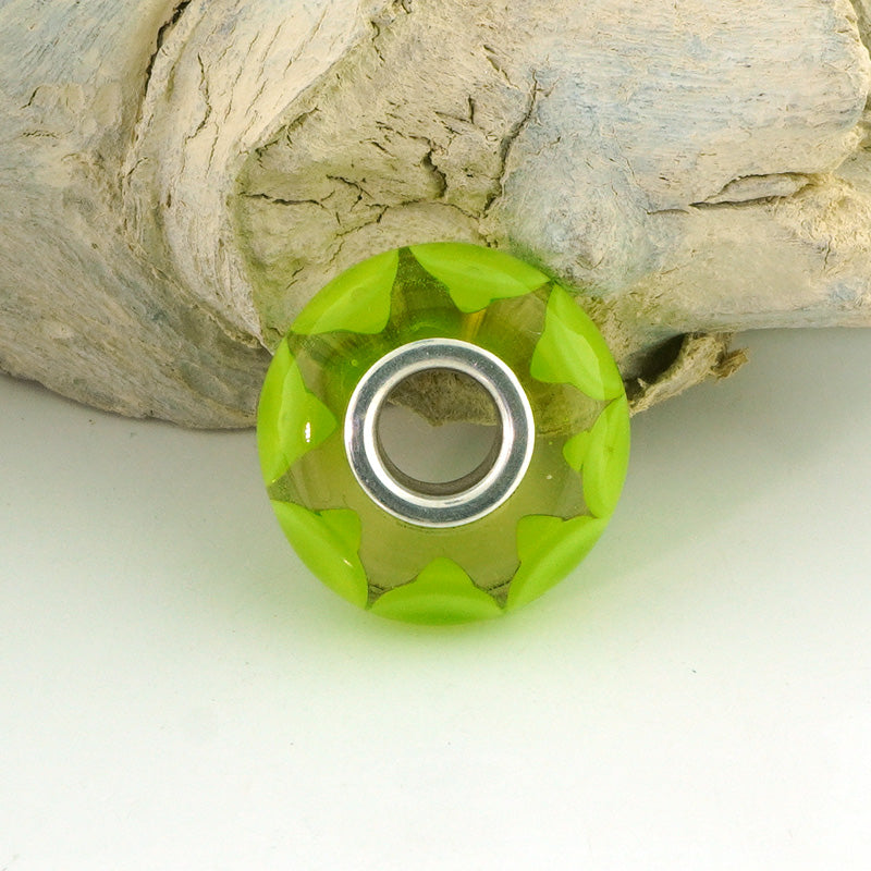Lime Bubbles Silver Cored Glass Charm Bead