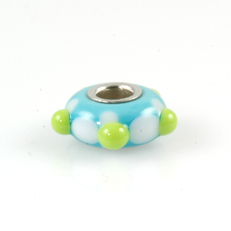 Lime & Aqua Silver Cored Glass Charm Bead