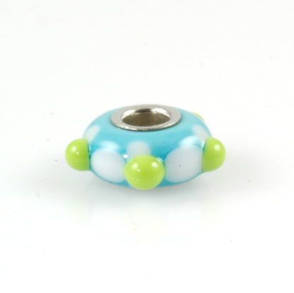 Lime & Aqua Silver Cored Glass Charm Bead