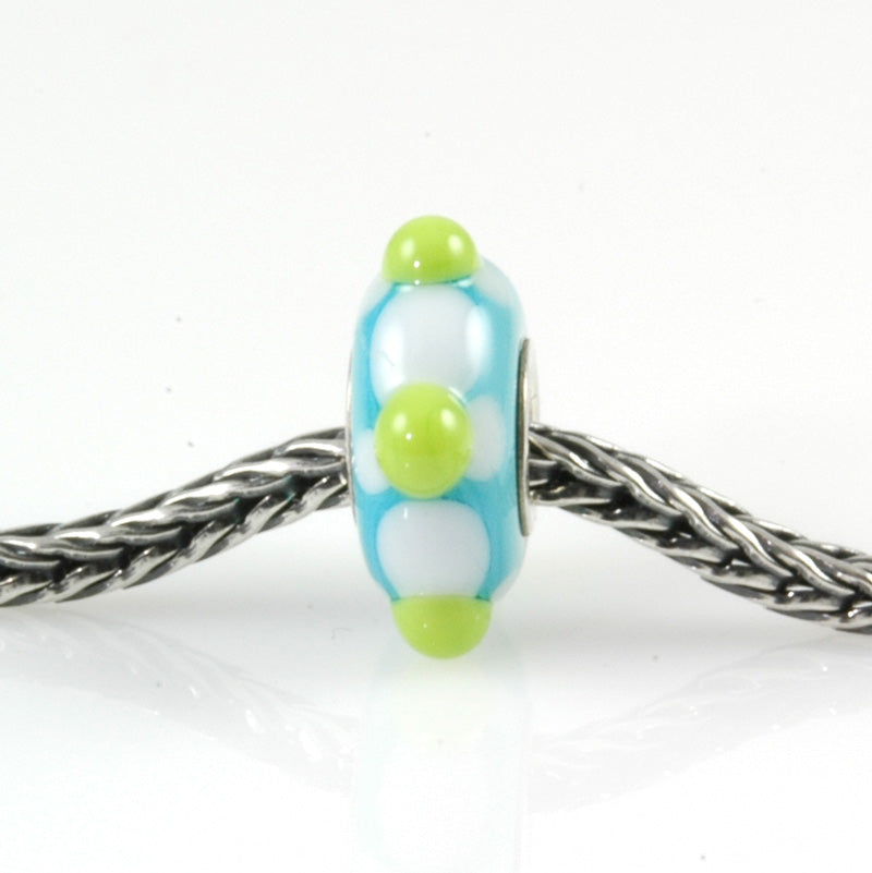 Lime & Aqua Silver Cored Glass Charm Bead