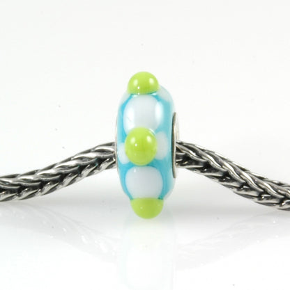 Lime & Aqua Silver Cored Glass Charm Bead