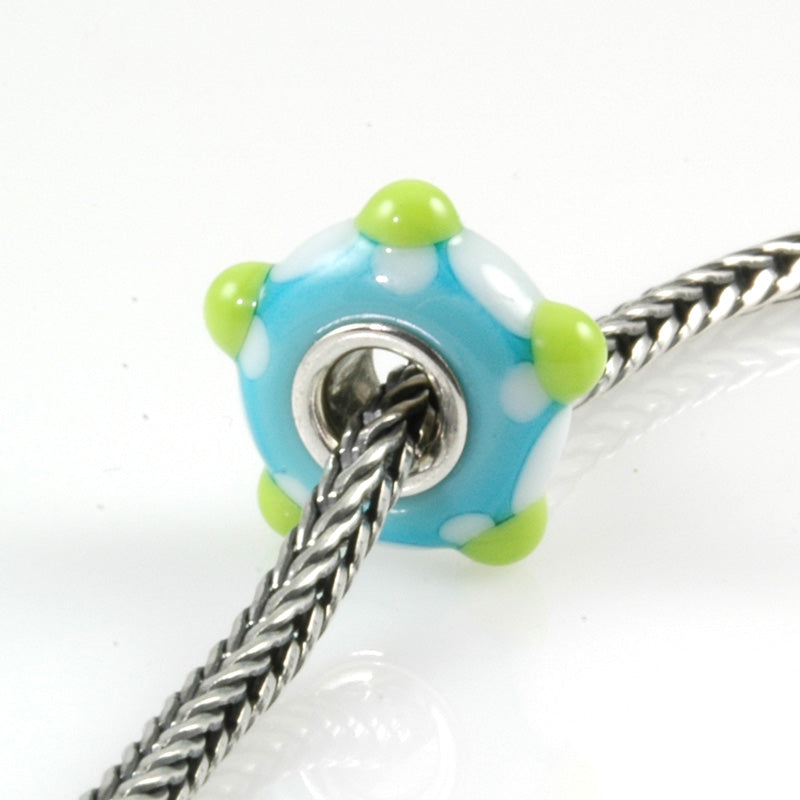 Lime & Aqua Silver Cored Glass Charm Bead