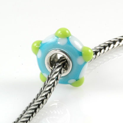 Lime & Aqua Silver Cored Glass Charm Bead