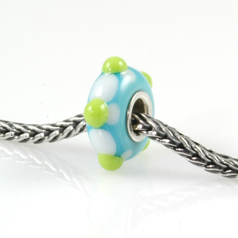 Lime & Aqua Silver Cored Glass Charm Bead