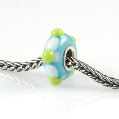 Lime & Aqua Silver Cored Glass Charm Bead