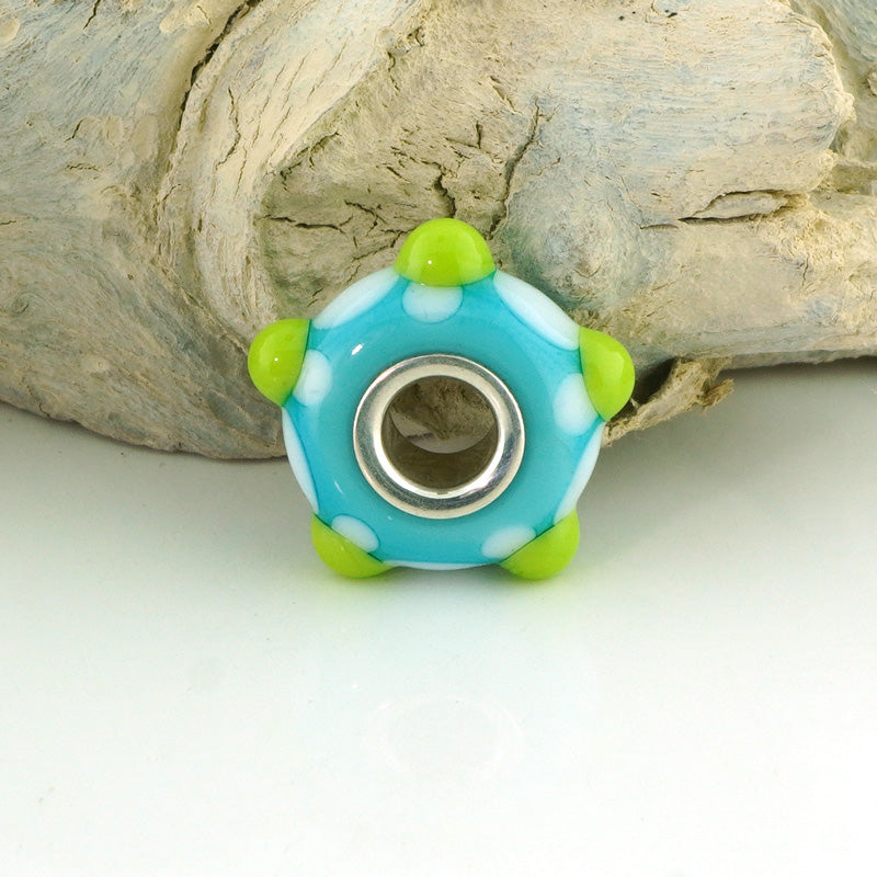 Lime & Aqua Silver Cored Glass Charm Bead
