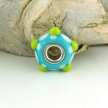 Lime & Aqua Silver Cored Glass Charm Bead